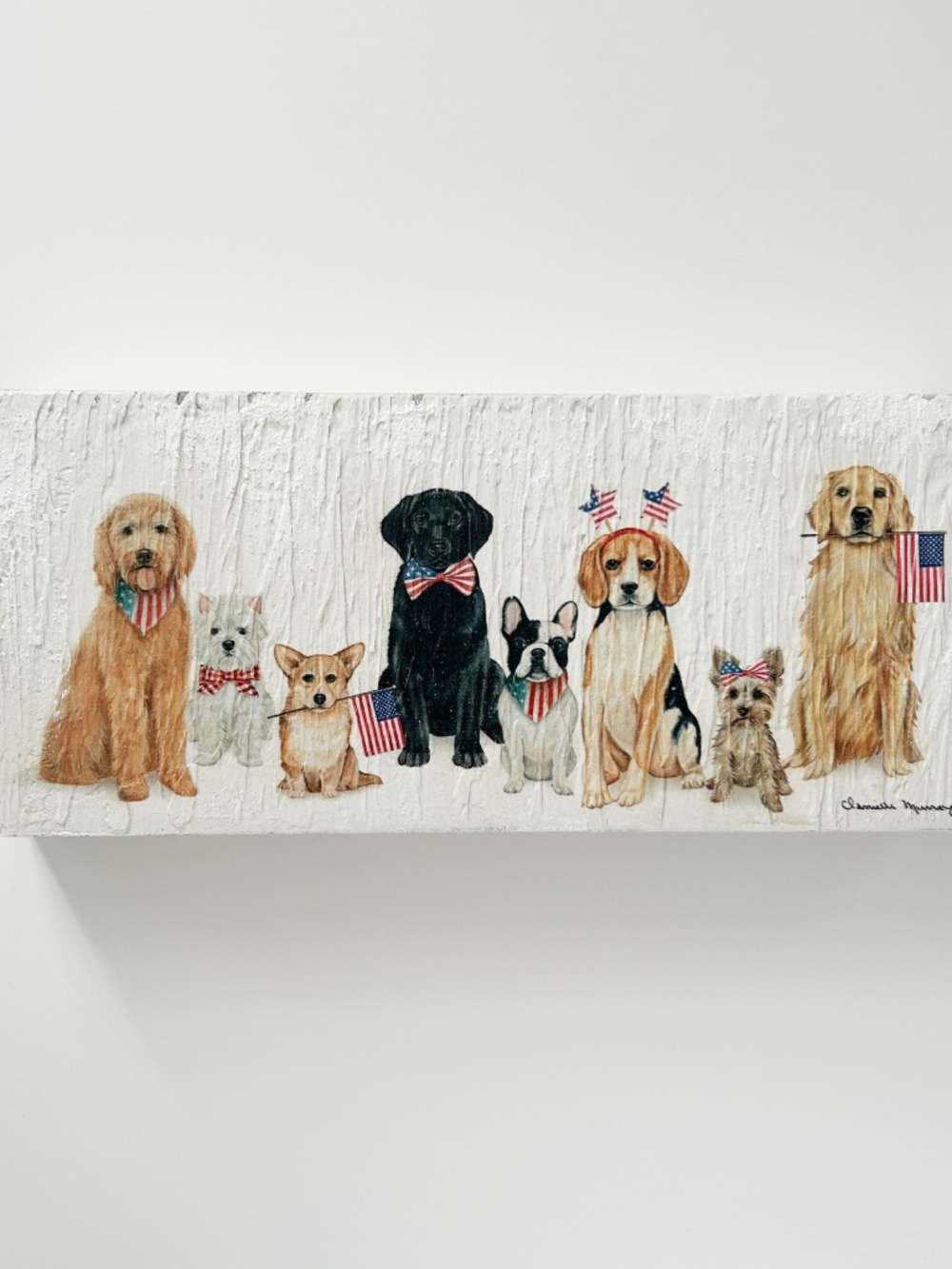 Patriotic Dogs Artwork, Wooden Wall Panel